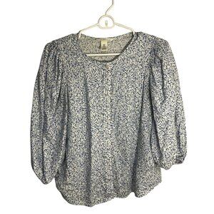 H&M White & Blue Floral Button-Down Shirt